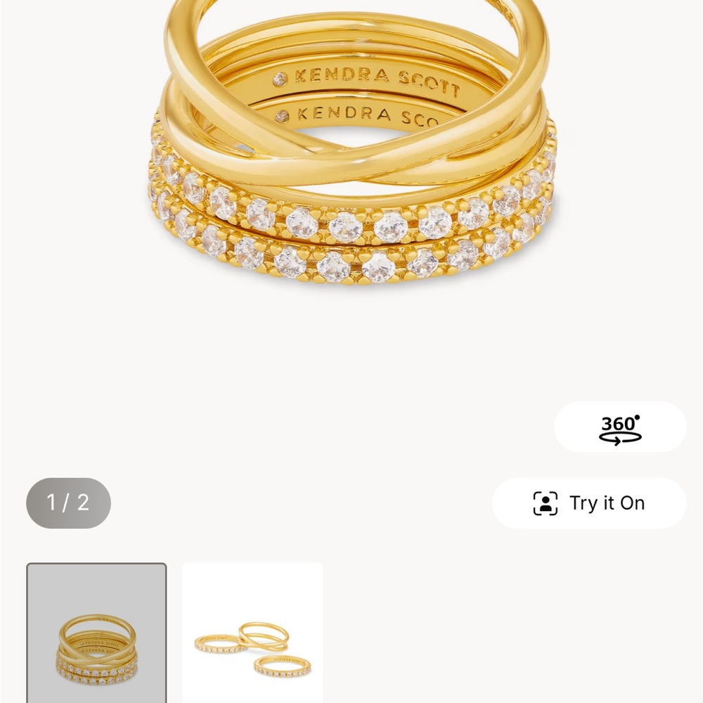 Kendra Scott Gold and Crystal Stacking Rings